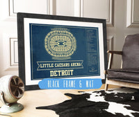 Cutler West Basketball Collection 14" x 11" / Black Frame Mat Detroit Pistons Little Caesars Arena Vintage Basketball Blueprint NBA Print 933350164_76301