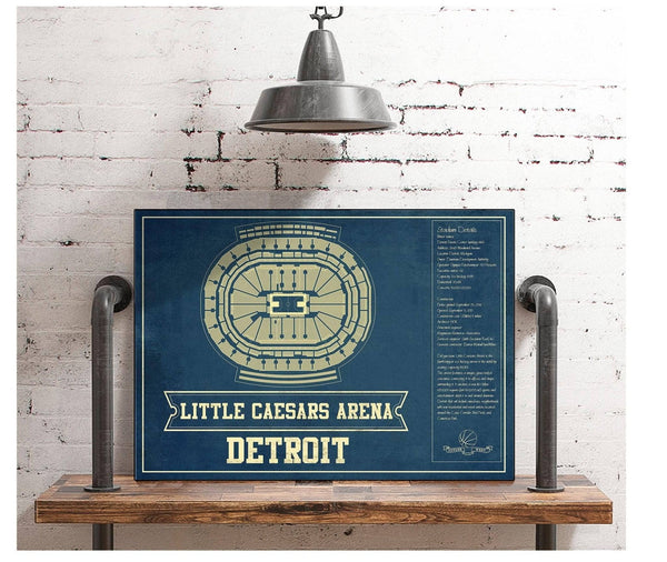 Cutler West Detroit Pistons Little Caesars Arena Vintage Basketball Blueprint NBA Print