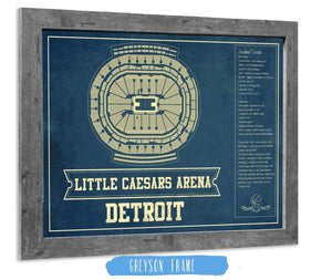 14" x 11" / Greyson Frame Cutler West Detroit Pistons Little Caesars Arena Vintage Basketball Blueprint NBA Print