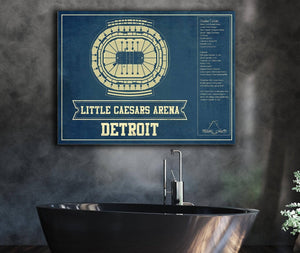 Cutler West Detroit Red Wings - Little Caesars Arena Vintage Hockey Blueprint NHL Print