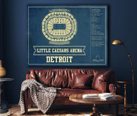 Cutler West Detroit Red Wings - Little Caesars Arena Vintage Hockey Blueprint NHL Print
