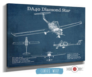 Cutler West Diamond DA40 Diamond Star Vintage Aviation Blueprint Print