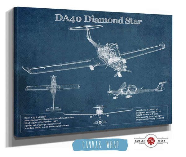 Cutler West Diamond DA40 Diamond Star Vintage Aviation Blueprint Print