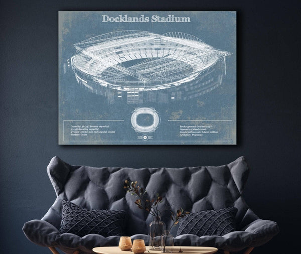 Cutler West Docklands Stadium (Marvel Stadium) Vintage Australian Football AFL Stadium Print