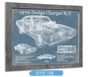 14" x 11" / Greyson Frame Cutler West Dodge Charger 1970 R/T (Fast and Furious) Sports Car Blueprint Patent Original Art