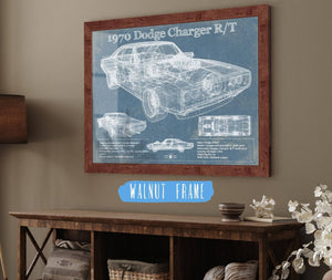 20" x 16" / Walnut Frame Cutler West Dodge Charger 1970 R/T (Fast and Furious) Sports Car Blueprint Patent Original Art