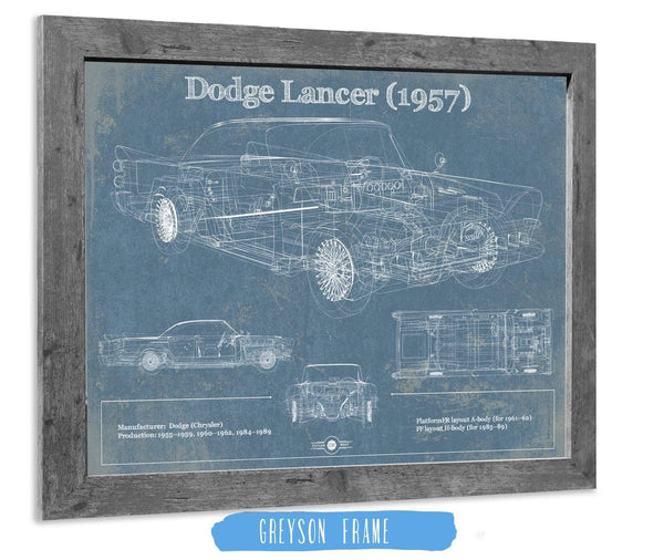 14" x 11" / Greyson Frame Cutler West Dodge Lancer 1957 Vintage Blueprint Auto Print