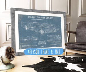14" x 11" / Greyson Frame & Mat Cutler West Dodge Lancer 1957 Vintage Blueprint Auto Print