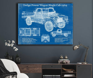 Cutler West Dodge Power Wagon Single Cab 1964 Vintage Blueprint Auto Print