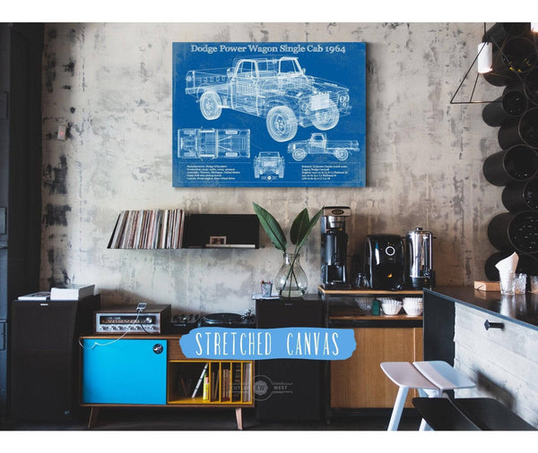 Cutler West Dodge Power Wagon Single Cab 1964 Vintage Blueprint Auto Print