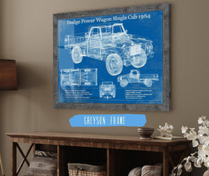 Cutler West Dodge Power Wagon Single Cab 1964 Vintage Blueprint Auto Print