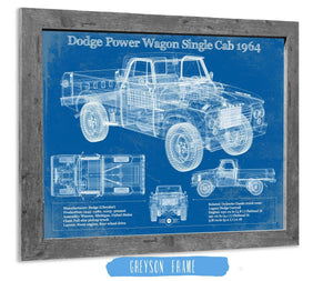 14" x 11" / Greyson Frame Cutler West Dodge Power Wagon Single Cab 1964 Vintage Blueprint Auto Print