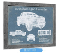 Cutler West Dodge Collection 14" x 11" / Greyson Frame Dodge Ram 1500 Laramie 2019 Vintage Blueprint Auto Print 973182898_58710