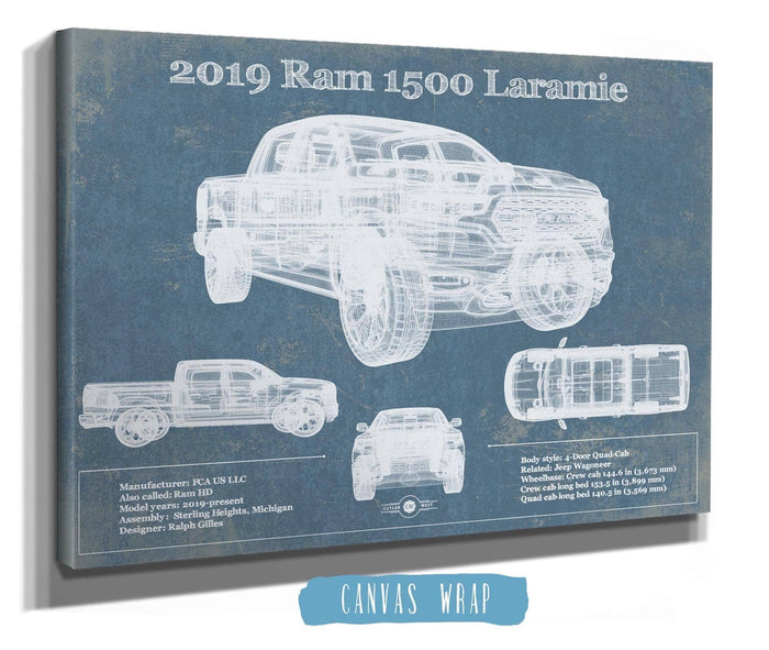 Cutler West Dodge Collection Dodge Ram 1500 Laramie 2019 Vintage Blueprint Auto Print