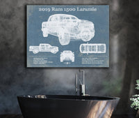 Cutler West Dodge Collection Dodge Ram 1500 Laramie 2019 Vintage Blueprint Auto Print