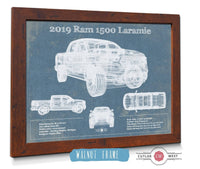 Cutler West Dodge Collection 14" x 11" / Walnut Frame Dodge Ram 1500 Laramie 2019 Vintage Blueprint Auto Print 973182898_58706