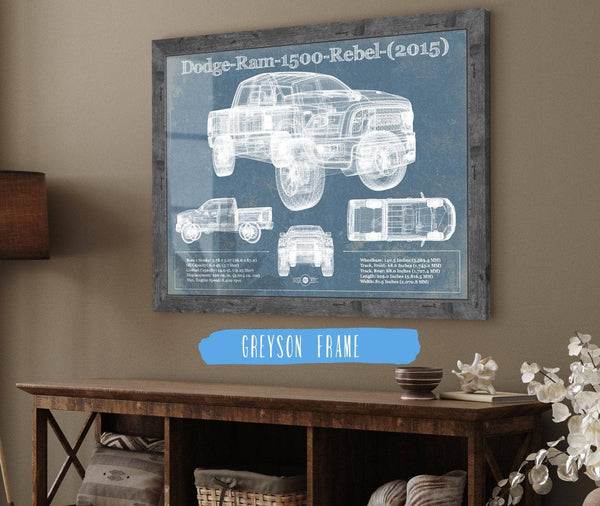 Cutler West Dodge Ram 1500 Rebel (2015) Vintage Blueprint Auto Print