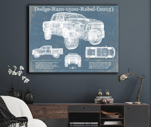 Cutler West Dodge Ram 1500 Rebel (2015) Vintage Blueprint Auto Print