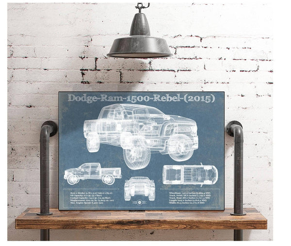 Cutler West Dodge Ram 1500 Rebel (2015) Vintage Blueprint Auto Print