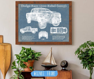 20" x 16" / Walnut Frame Cutler West Dodge Ram 1500 Rebel (2015) Vintage Blueprint Auto Print