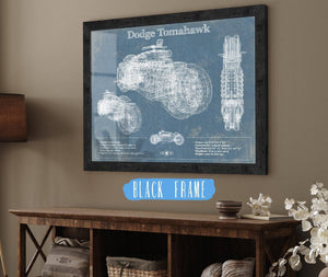 20" x 16" / Black Frame Cutler West Dodge Tomahawk Vintage Blueprint Auto Print
