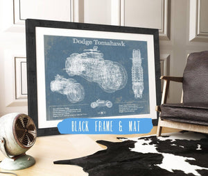 20" x 16" / Black Frame & Mat Cutler West Dodge Tomahawk Vintage Blueprint Auto Print