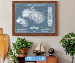 20" x 16" / Walnut Frame Cutler West Dodge Tomahawk Vintage Blueprint Auto Print