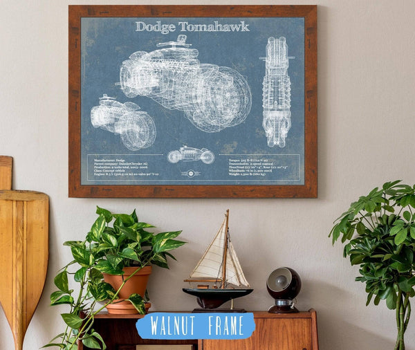 20" x 16" / Walnut Frame Cutler West Dodge Tomahawk Vintage Blueprint Auto Print