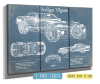 Cutler West Dodge Collection 48" x 32" / 3 Panel Canvas Wrap Dodge Viper 1 Vintage Blueprint Auto Print 933350150_58423