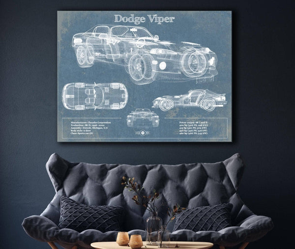 Cutler West Dodge Viper 1 Vintage Blueprint Auto Print