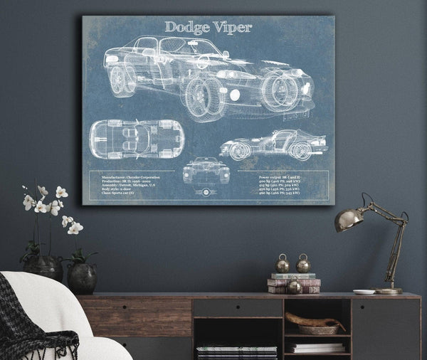 Cutler West Dodge Viper 1 Vintage Blueprint Auto Print