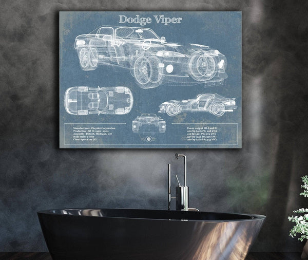 Cutler West Dodge Viper 1 Vintage Blueprint Auto Print