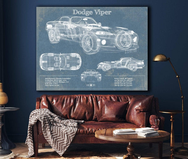 Cutler West Dodge Viper 1 Vintage Blueprint Auto Print