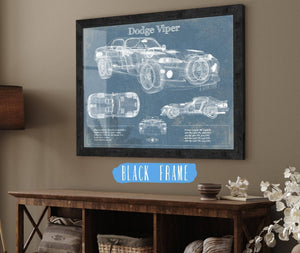 20" x 16" / Black Frame Cutler West Dodge Viper 1 Vintage Blueprint Auto Print