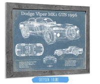 Cutler West Dodge Collection Dodge Viper MK1 GTS 1996 Blueprint Vintage Auto Print