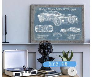 Cutler West Dodge Viper MK1 GTS 1996 Blueprint Vintage Auto Print
