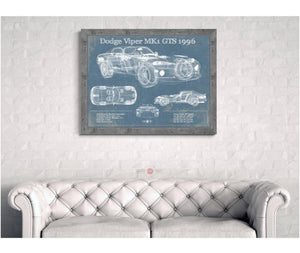 Cutler West Dodge Viper MK1 GTS 1996 Blueprint Vintage Auto Print