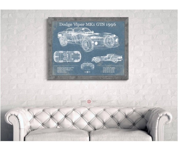 Cutler West Dodge Viper MK1 GTS 1996 Blueprint Vintage Auto Print