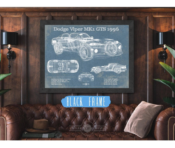 Cutler West Dodge Viper MK1 GTS 1996 Blueprint Vintage Auto Print