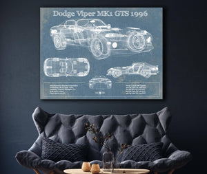 Cutler West Dodge Viper MK1 GTS 1996 Blueprint Vintage Auto Print