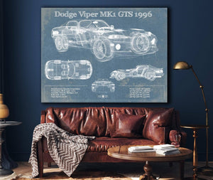 Cutler West Dodge Viper MK1 GTS 1996 Blueprint Vintage Auto Print