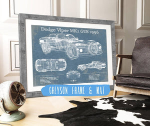 14" x 11" / Greyson Frame & Mat Cutler West Dodge Viper MK1 GTS 1996 Blueprint Vintage Auto Print