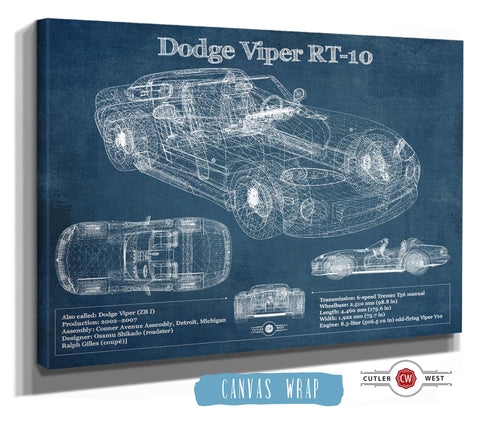 14" x 11" / Stretched Canvas Wrap Cutler West Dodge Viper RT-10 Blueprint Vintage Auto Print