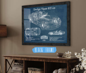 20" x 16" / Black Frame Cutler West Dodge Viper RT-10 Blueprint Vintage Auto Print
