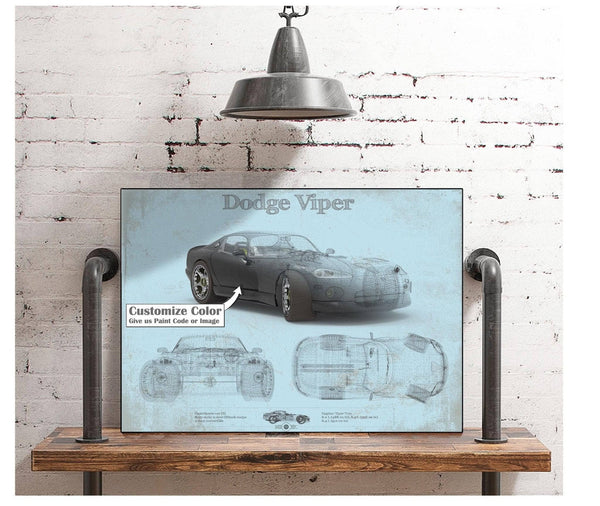 Cutler West Dodge Viper Vintage Blueprint Auto Print