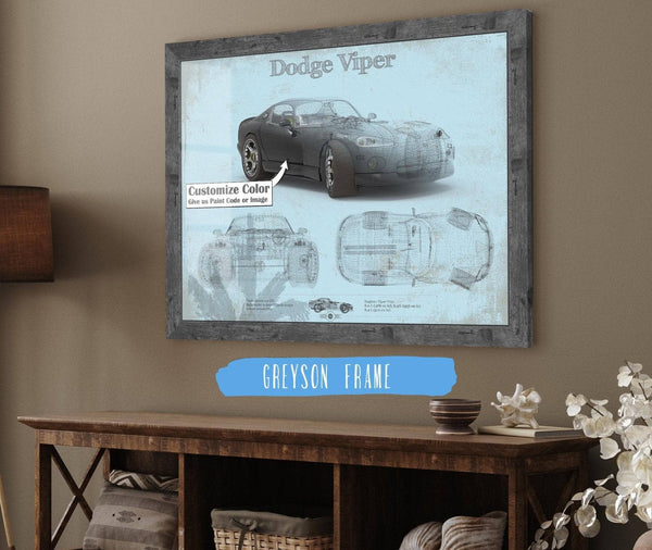 Cutler West Dodge Viper Vintage Blueprint Auto Print