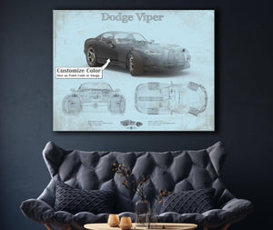 Cutler West Dodge Viper Vintage Blueprint Auto Print