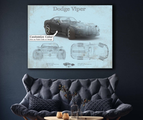 Cutler West Dodge Viper Vintage Blueprint Auto Print
