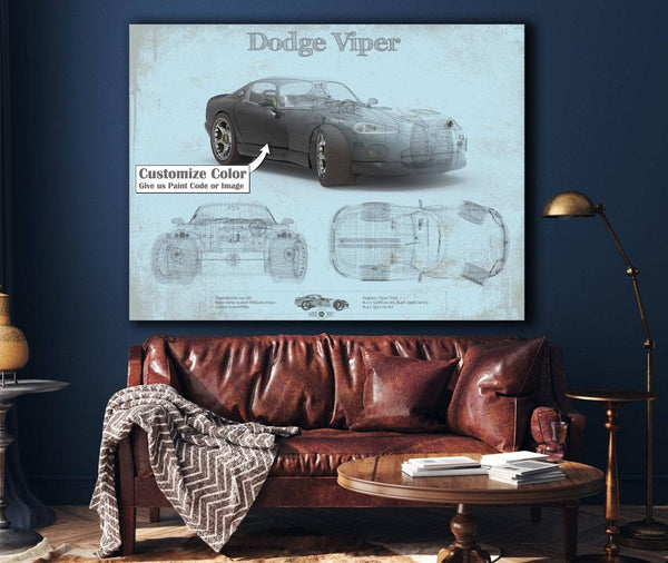 Cutler West Dodge Viper Vintage Blueprint Auto Print