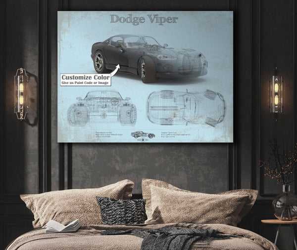 Cutler West Dodge Viper Vintage Blueprint Auto Print